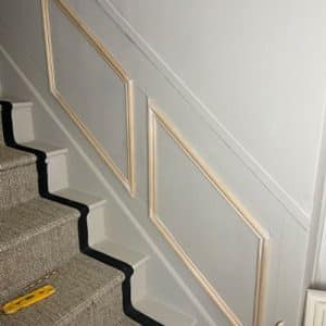 Panelboard Over Steps How to panel a staircase wall: an easy DIY tutorial - Claire Douglas ...