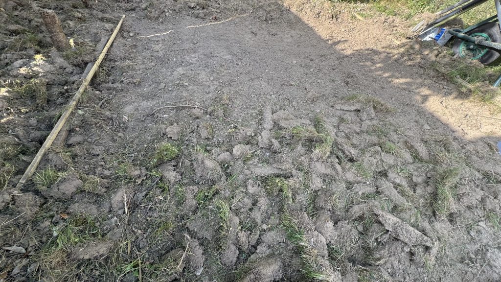 Digging out porcelain patio base