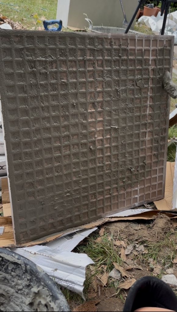 slurry on back of porcelain tile