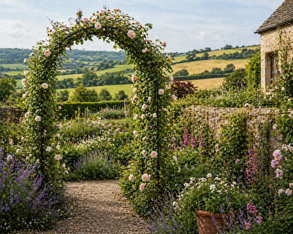 Backyard garden arch ideas - English country garden