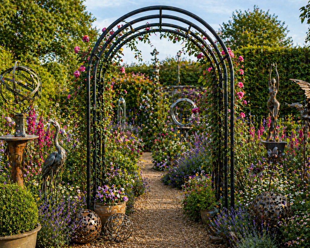 backyard garden arch ideas - robust tubular steel and a polymer coating