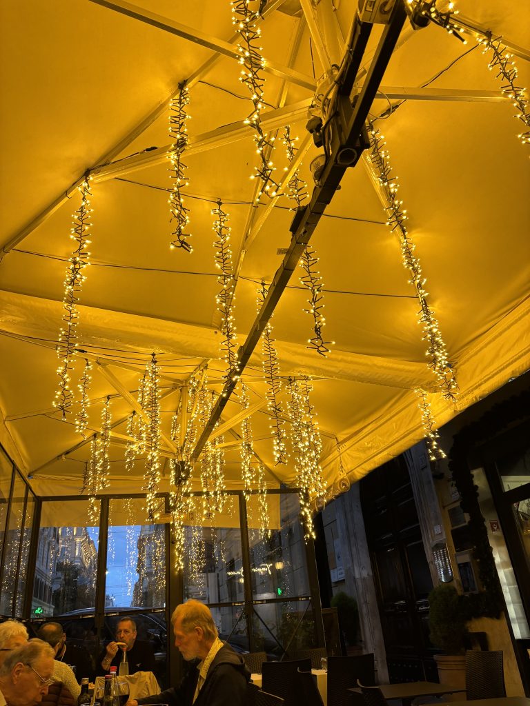 fairy lights on the roof at Fiammifero