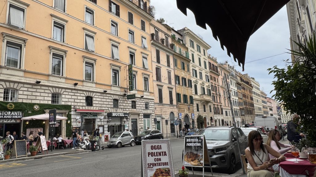 stopping on the way back from visiting the colosseum