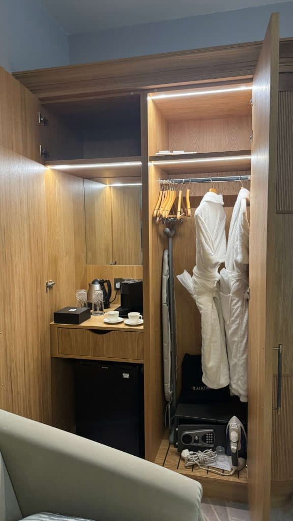 wardrobe with storage and fridge