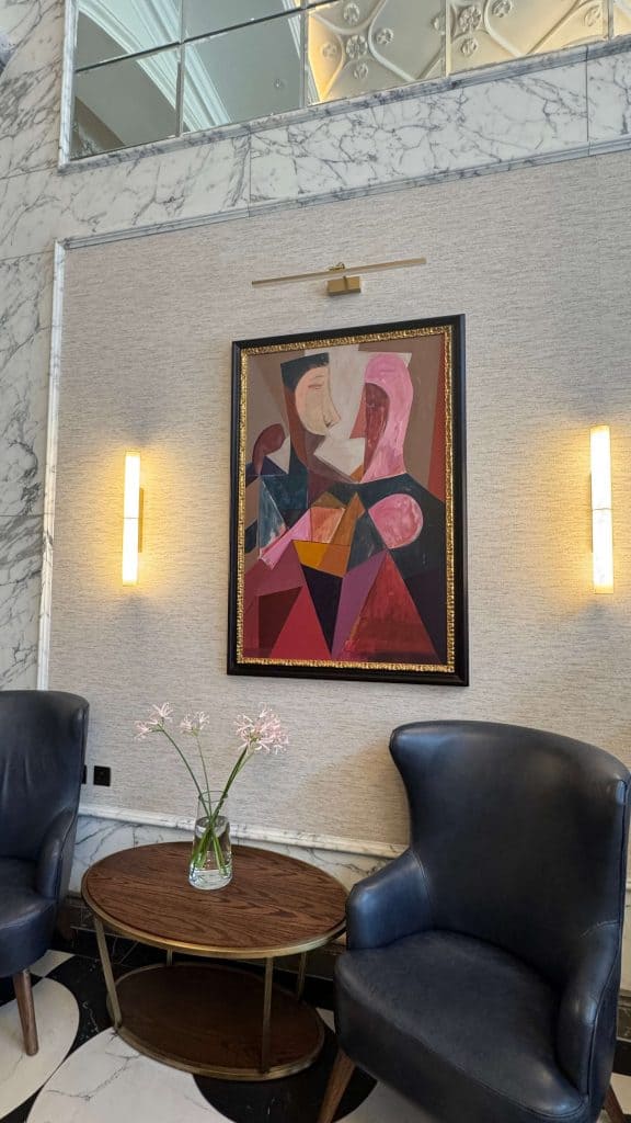 art in the lobby at the Dilly