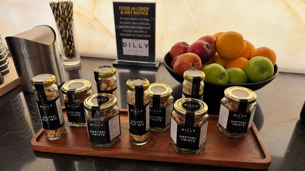 Complimentary. snacks at the dilly lounge