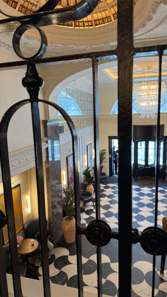 the view of the lobby from the balcony