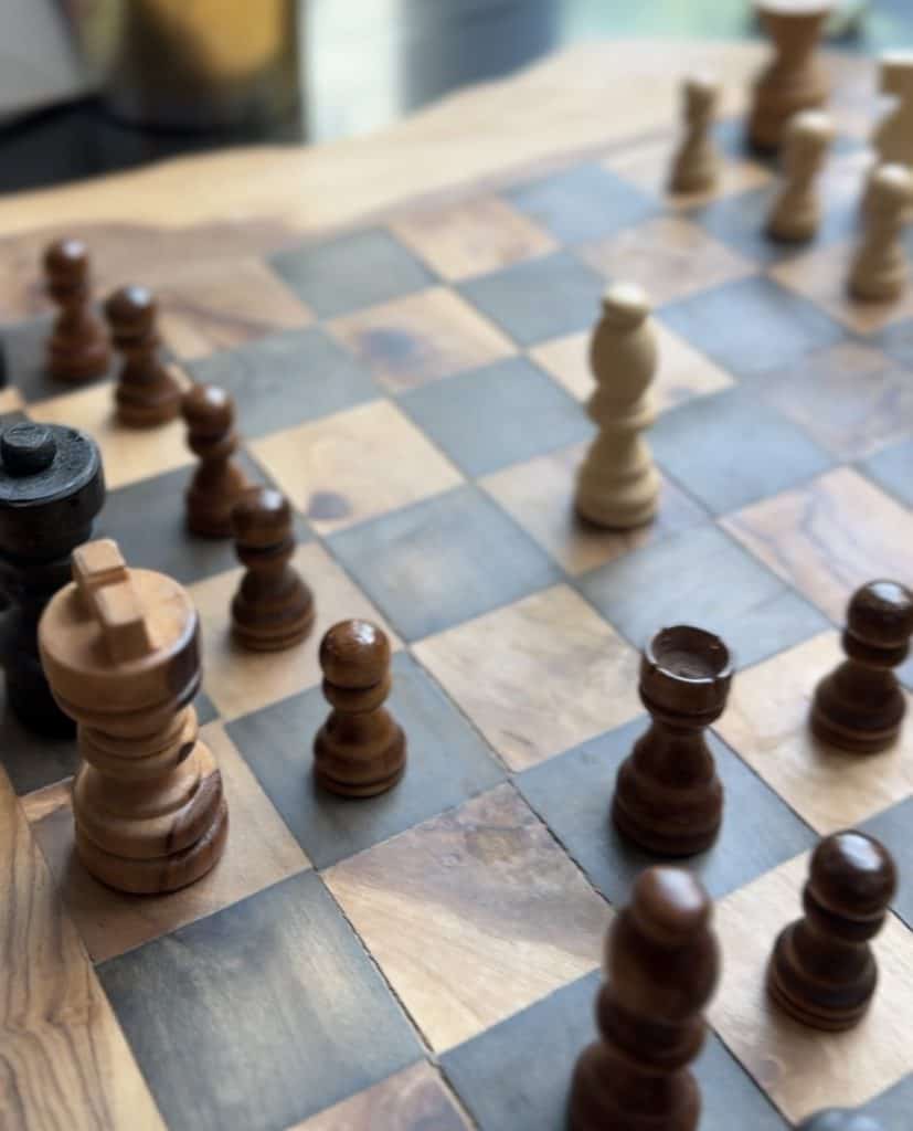 playing chess in the executive lounge